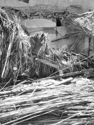 楊女士家已經(jīng)坍塌成廢墟的房子。